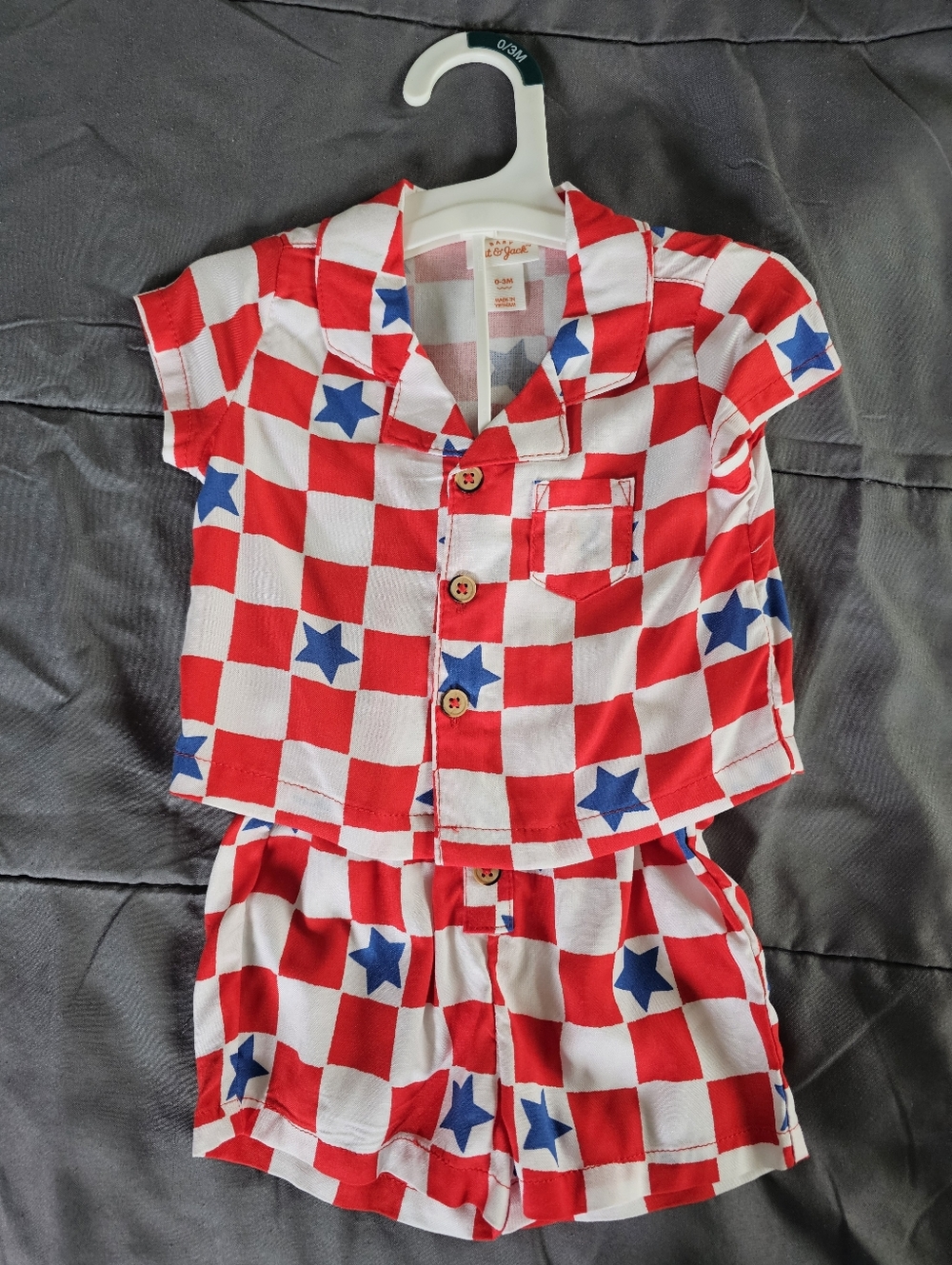Cat and Jack baby outfit, size 0-3M, independence day, 4th of July